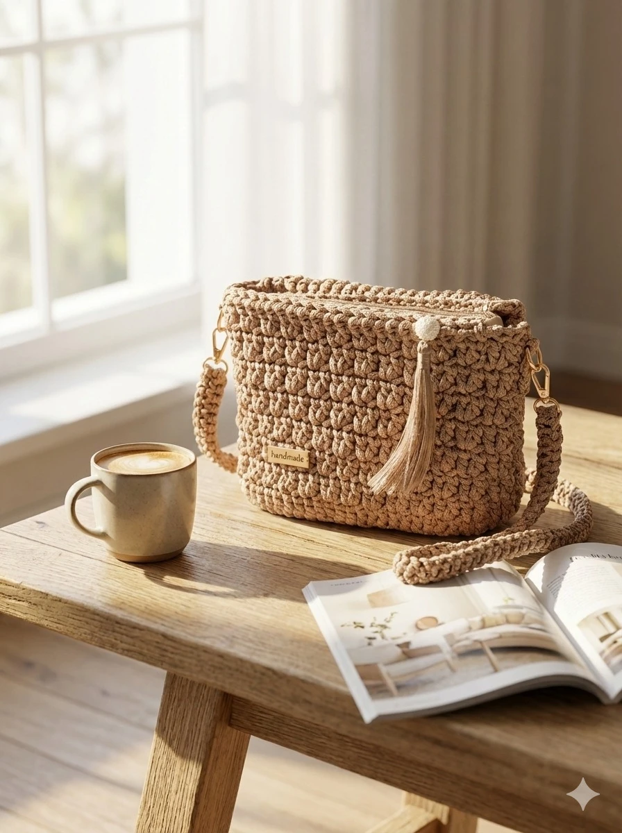 Sac Crochet Beige