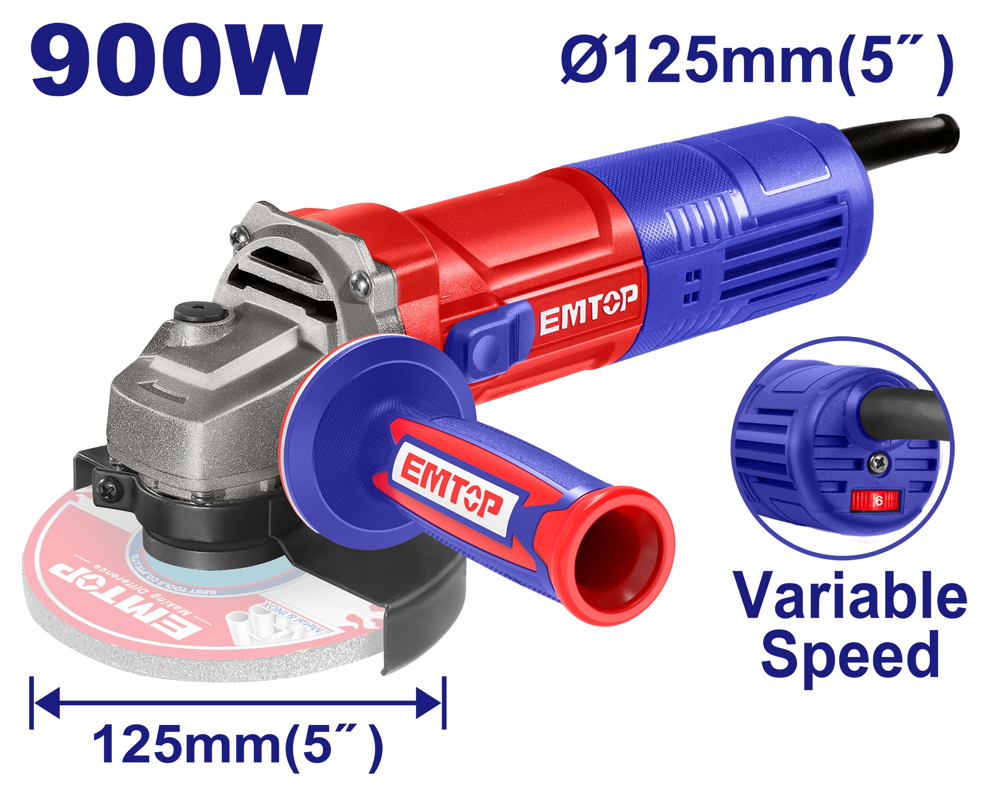 Meule A DISQUE 125 900W A Variateur Emtop Eagrs09051